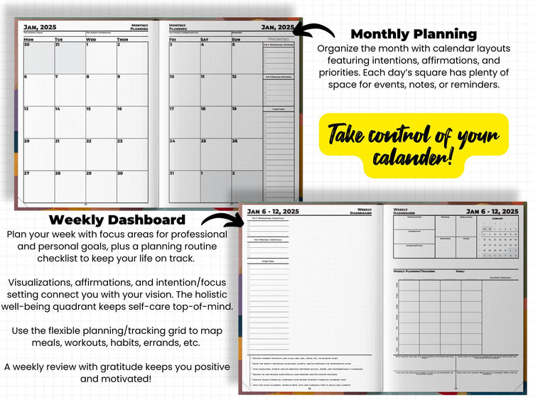 a page of a planner with a yellow sticker on it